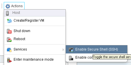 VMWare ESXi: enable the SSH protocol