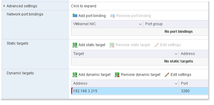 Add an iSCSI resource in ©ESXi