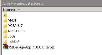 XSIBackup-app appliance .tar.gz package in the root of datastore1