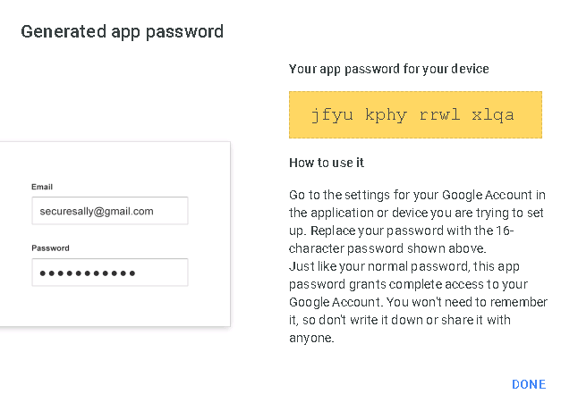 App Password view