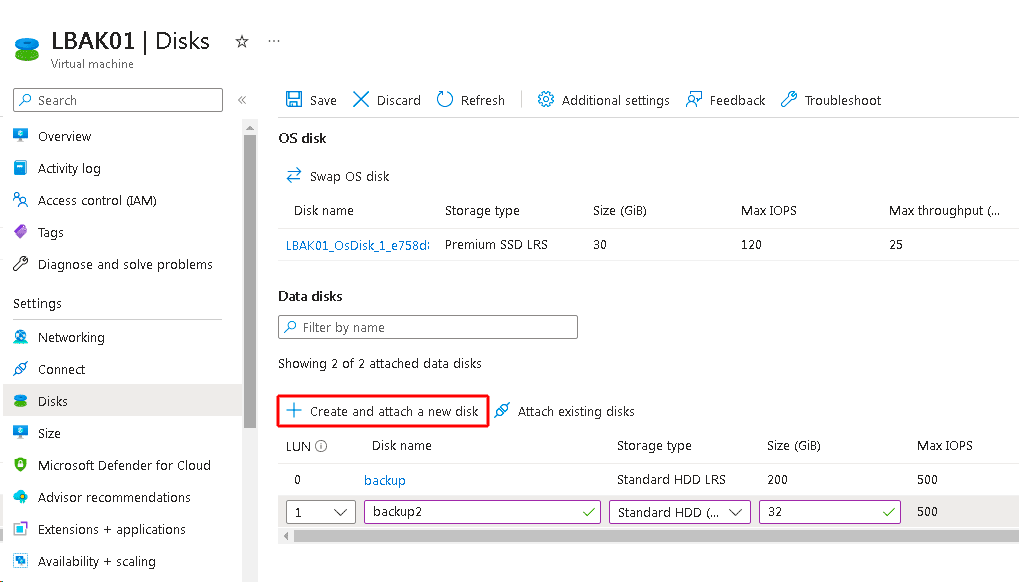 Azure: adding a disk to your Virtual Machine