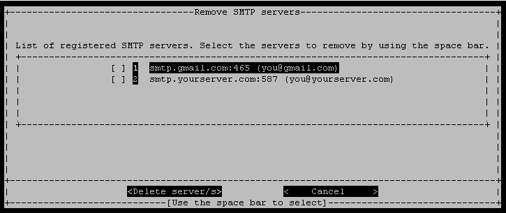 ©XSIBackup-DC: delete an SMTP server