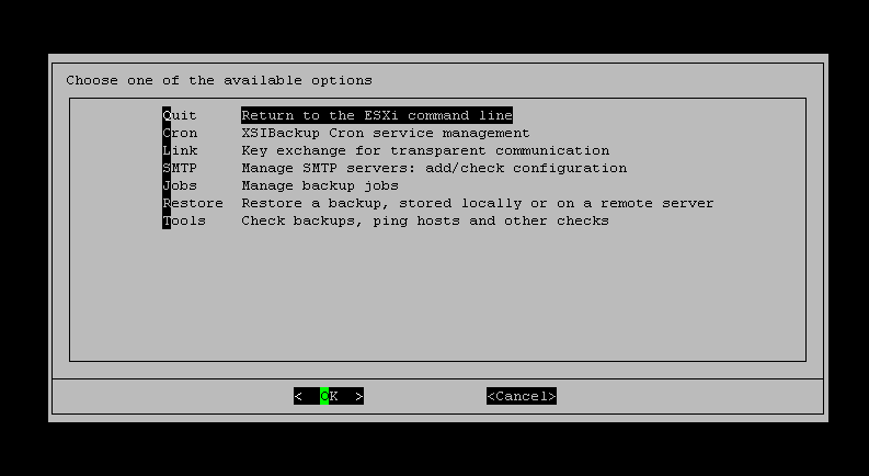 XSIBackup GUI, main screen
