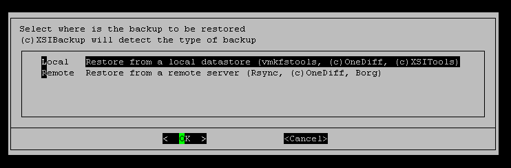 XSIBackup restore: local or remote